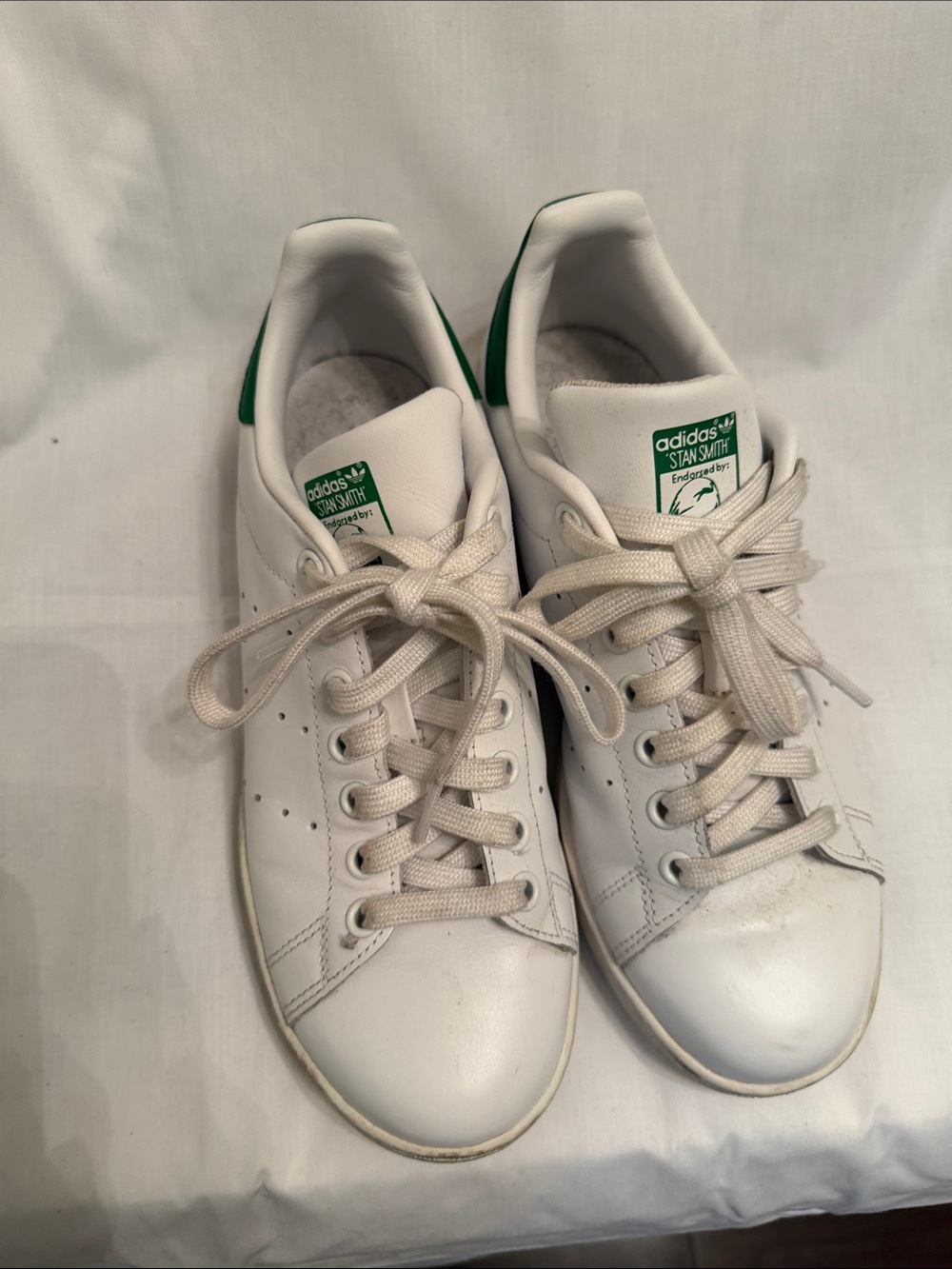 adidas stan smith White Leather Sneakers with Green Accents